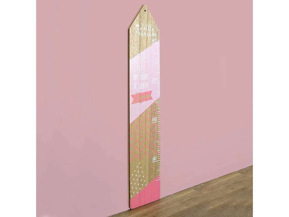 Décoration Murale Enfant "Toise Fille" 100cm Rose
