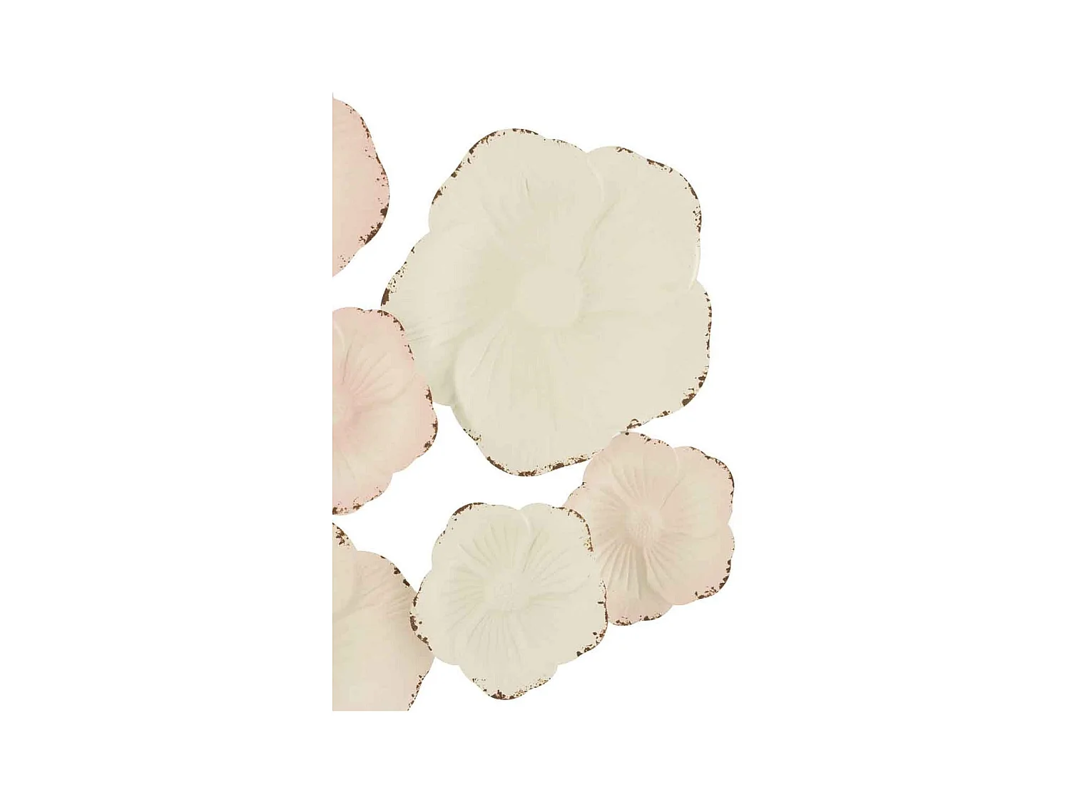Décoration Murale Métal "Fleurs" 103cm Blanc & Rose