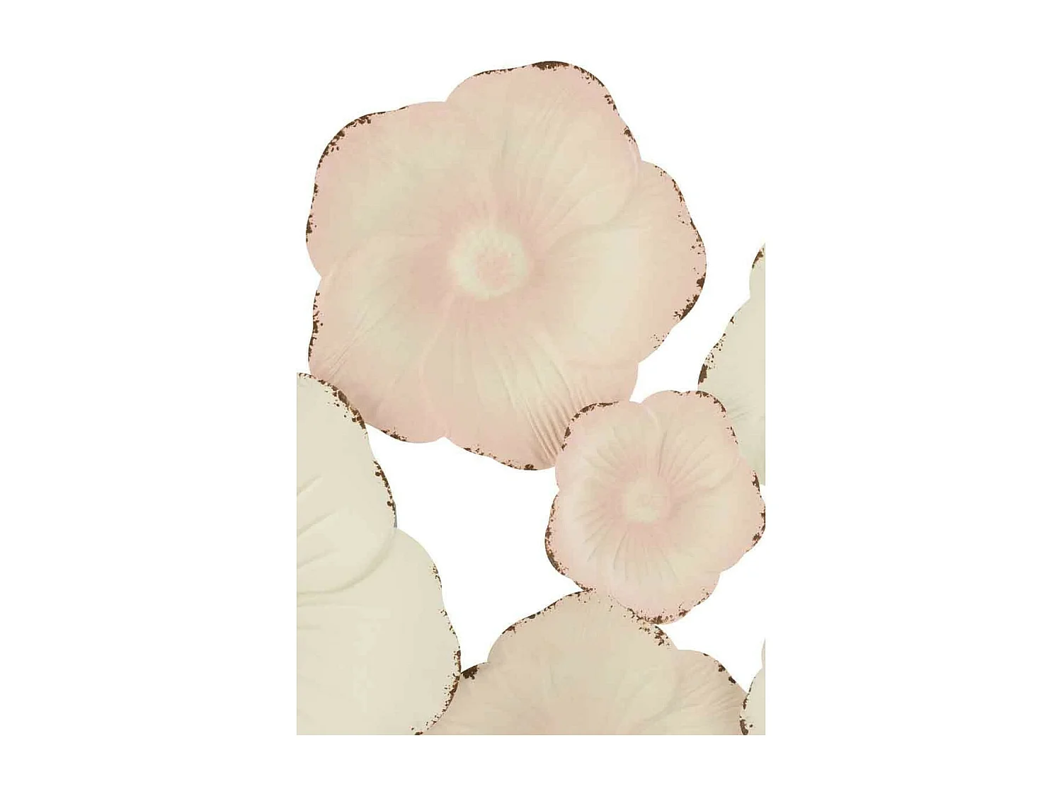 Décoration Murale Métal "Fleurs" 103cm Blanc & Rose