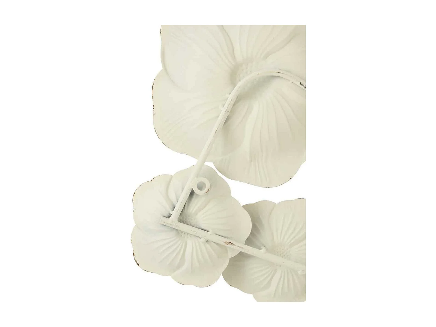 Décoration Murale Métal "Fleurs" 103cm Blanc & Rose