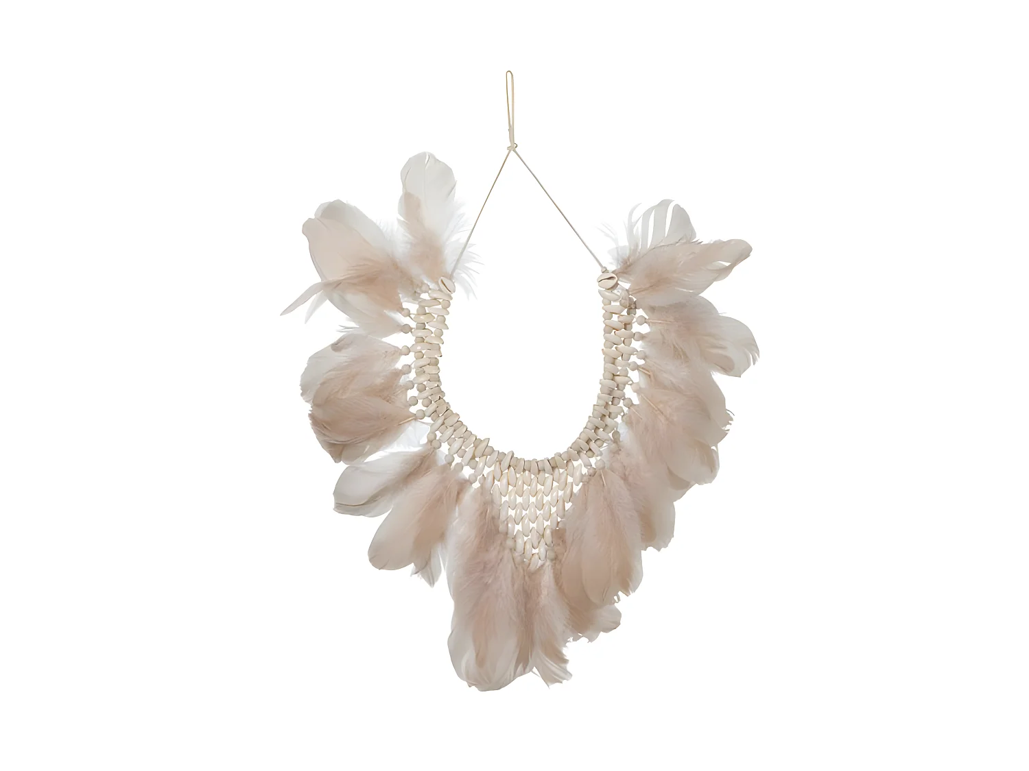 Suspension Murale à Plumes "Boho" 53cm Rose