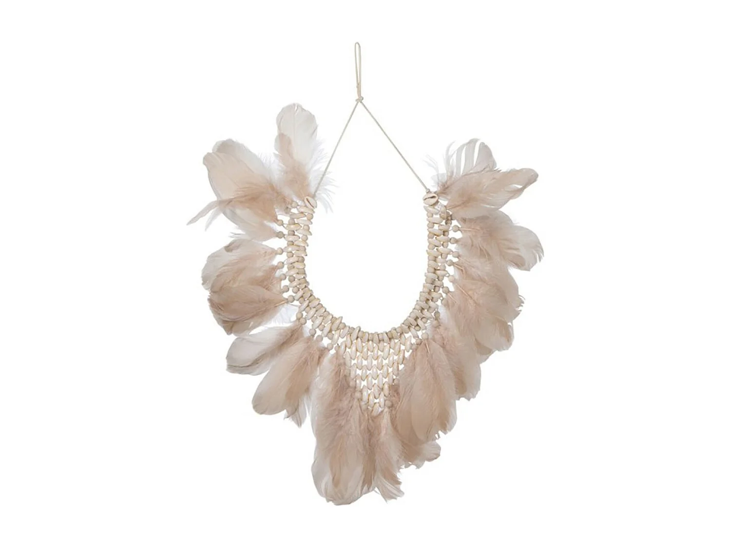 Suspension Murale à Plumes "Boho" 53cm Rose