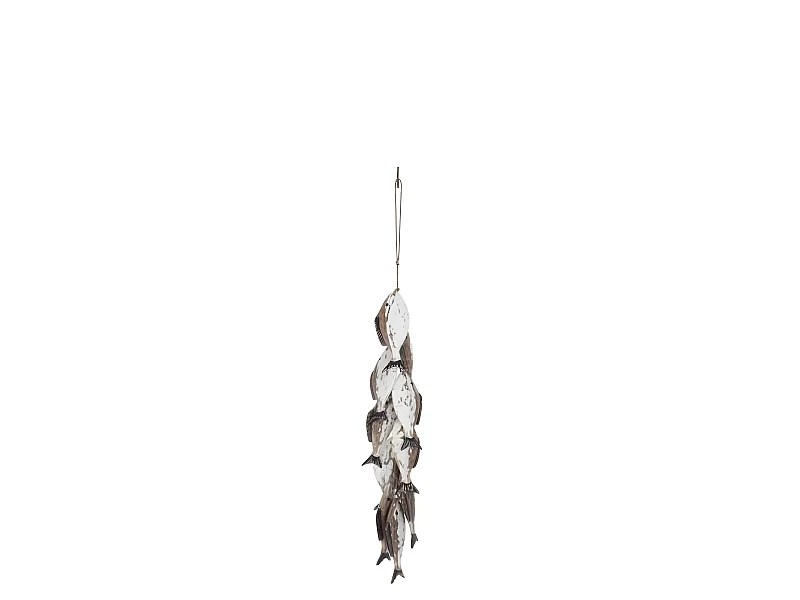 Suspension Déco "Banc de 8 Poissons" 68cm Marron