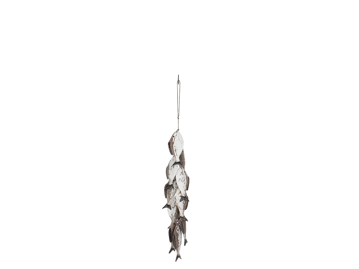 Suspension Déco "Banc de 8 Poissons" 68cm Marron
