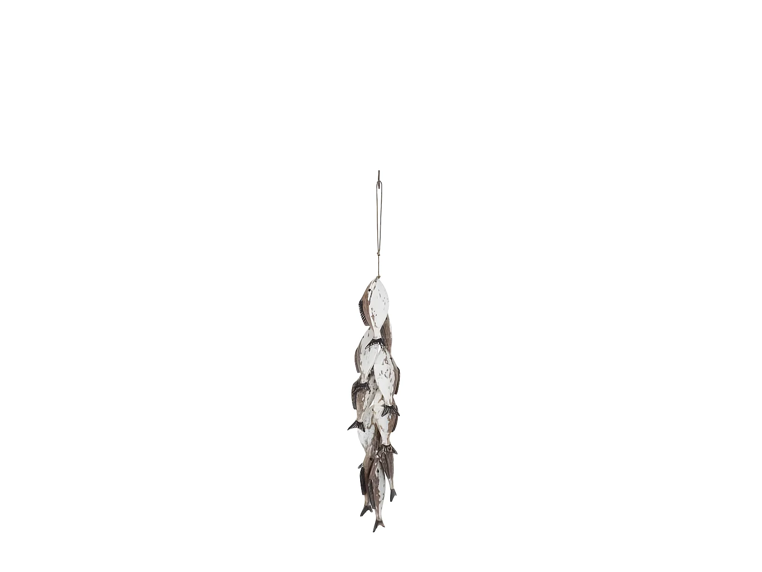 Suspension Déco "Banc de 8 Poissons" 68cm Marron