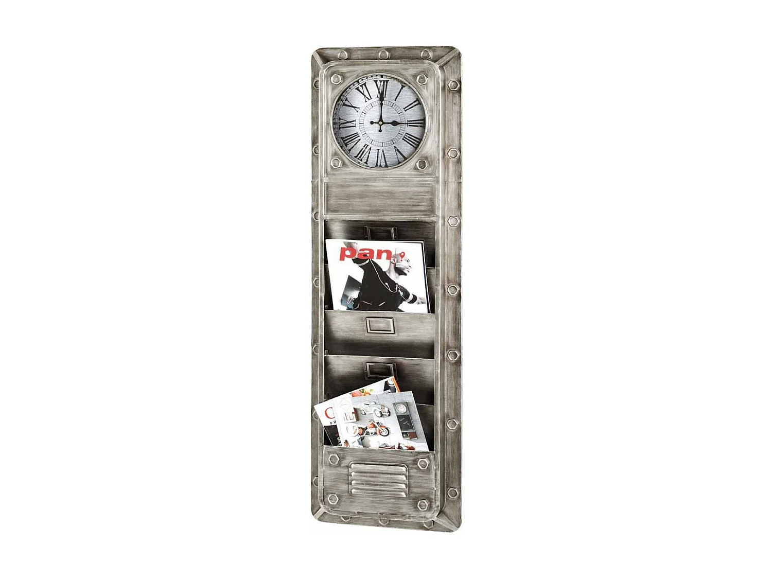 Tableau Mémo & Horloge Vintage "Matter" 120cm Anthracite