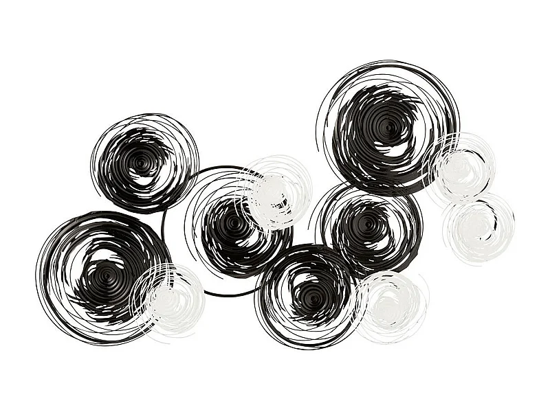 Décoration Murale "Cercles Métal" 140cm Noir & Blanc