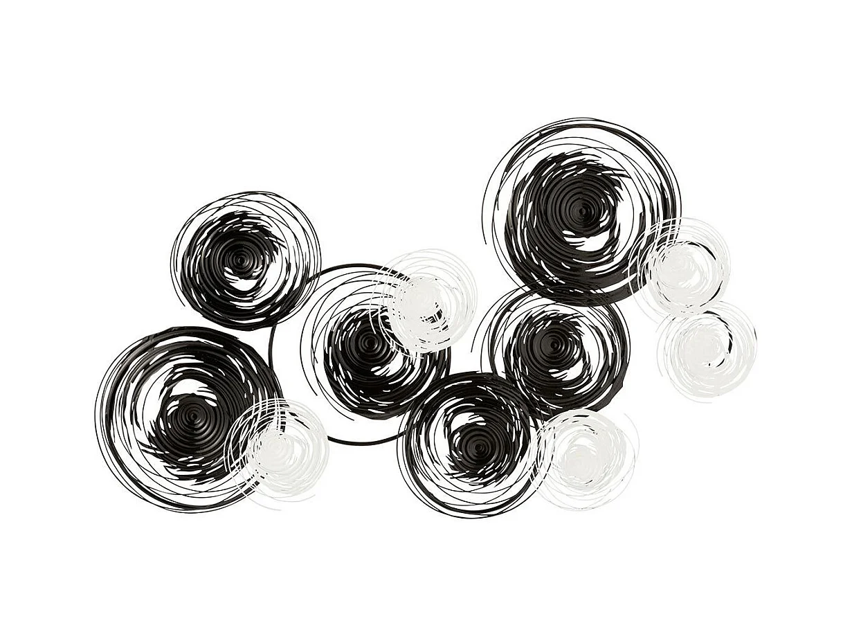 Décoration Murale "Cercles Métal" 140cm Noir & Blanc