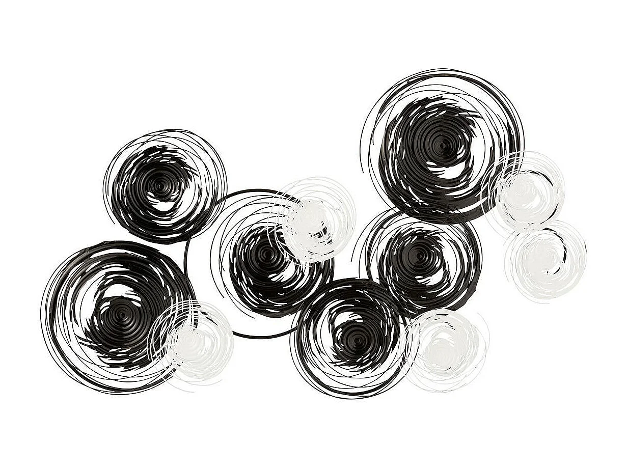 Décoration Murale "Cercles Métal" 140cm Noir & Blanc