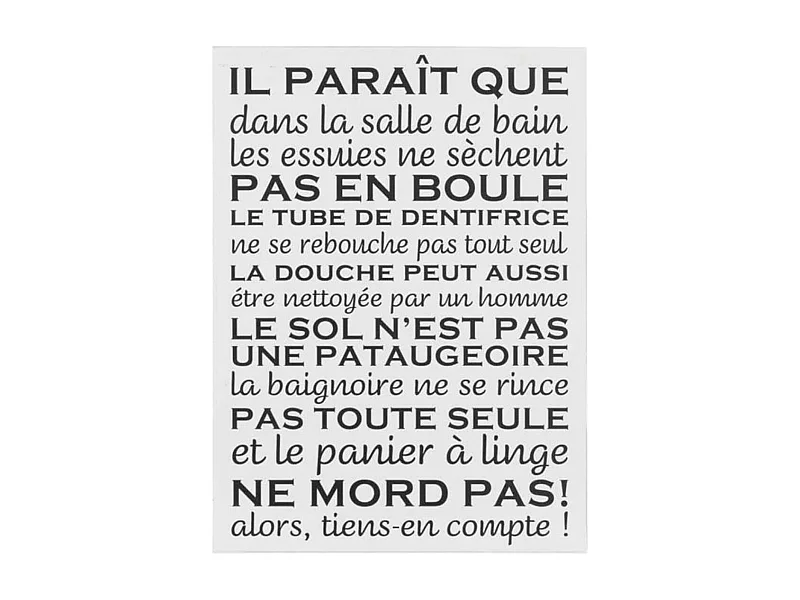 Pancarte Murale Déco "Salle de Bain" 61cm Blanc