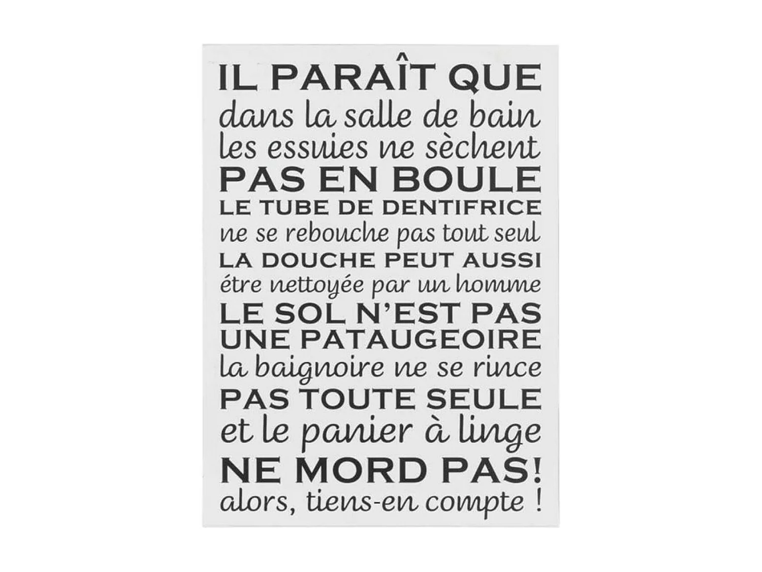 Pancarte Murale Déco "Salle de Bain" 61cm Blanc