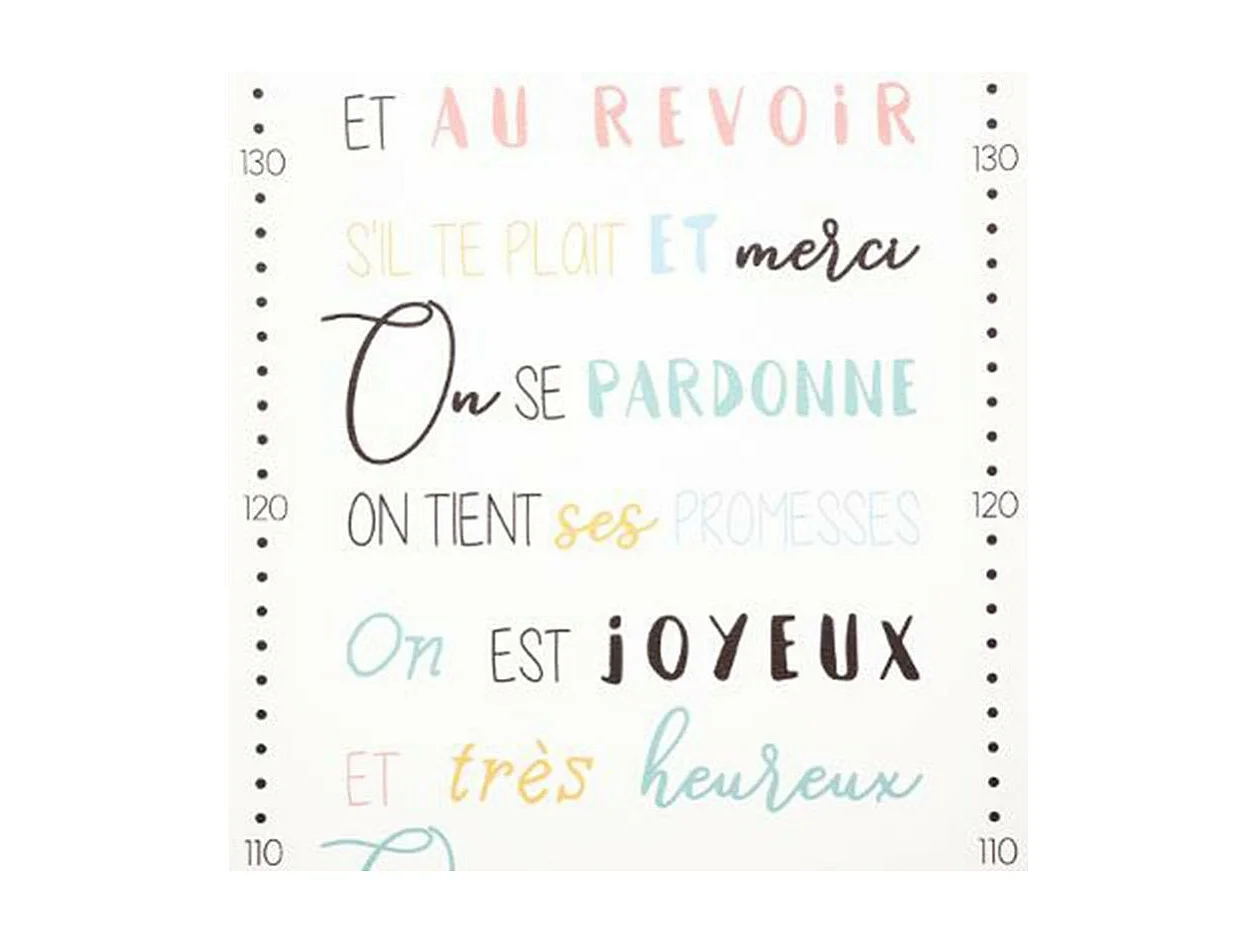 Toise Enfant "Alphabet Les Règles" 78cm Multicolore