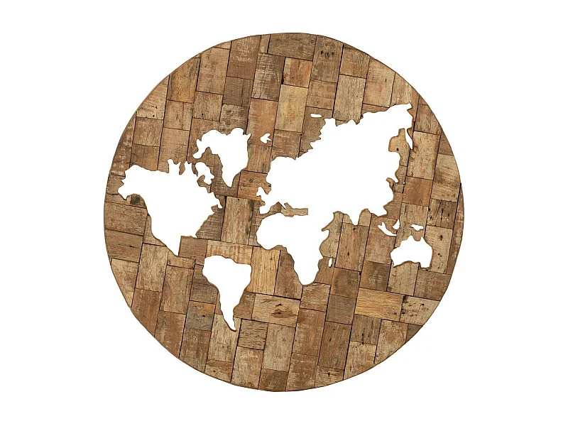 Décoration Murale en Bois "Carte du Monde" 100cm Naturel