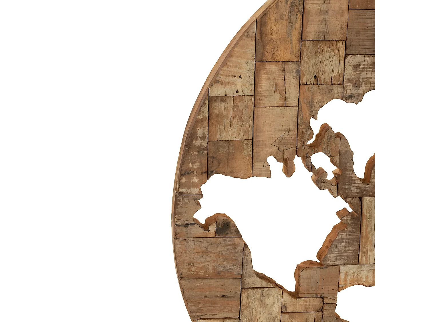 Décoration Murale en Bois "Carte du Monde" 100cm Naturel