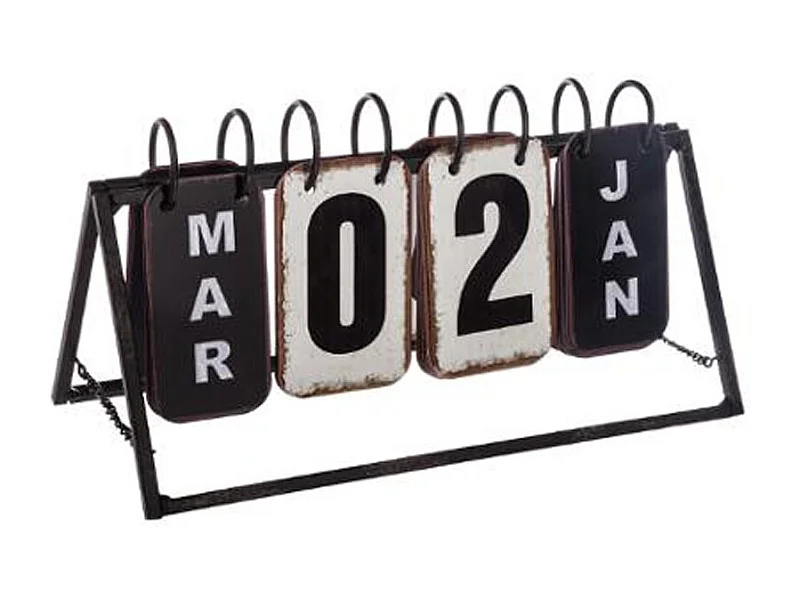 Calendrier Vintage en Métal "Perpétuel" 27cm Noir