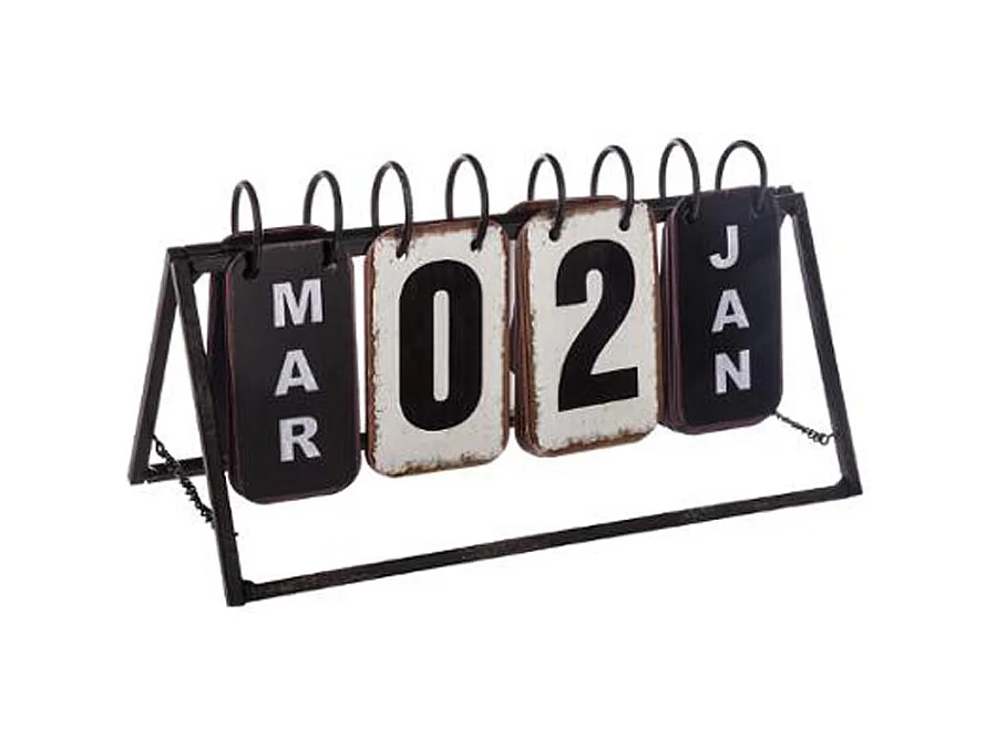 Calendrier Vintage en Métal "Perpétuel" 27cm Noir