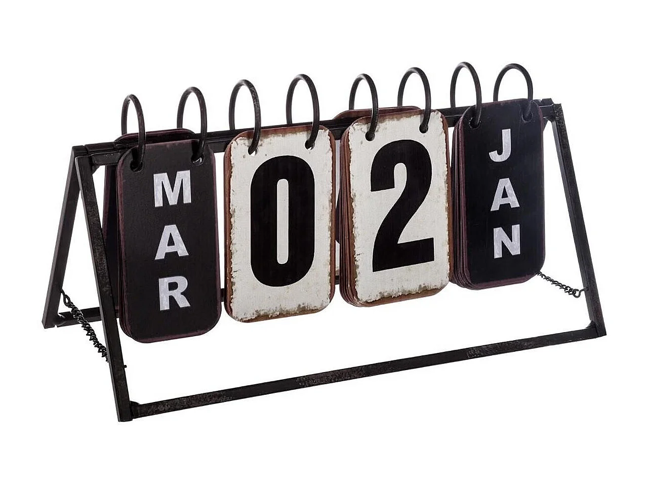 Calendrier Vintage en Métal "Perpétuel" 27cm Noir