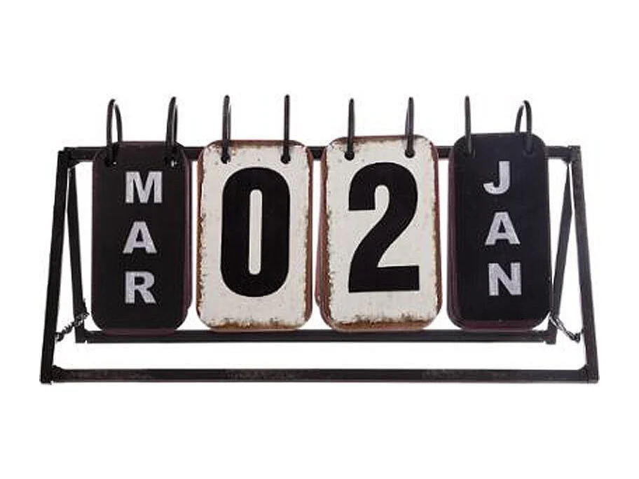 Calendrier Vintage en Métal "Perpétuel" 27cm Noir