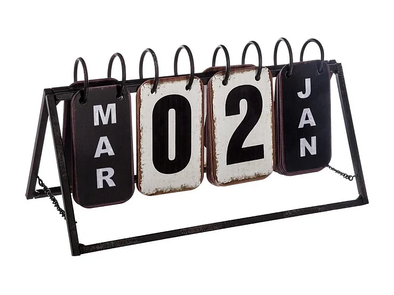 Calendrier Vintage en Métal "Perpétuel" 27cm Noir