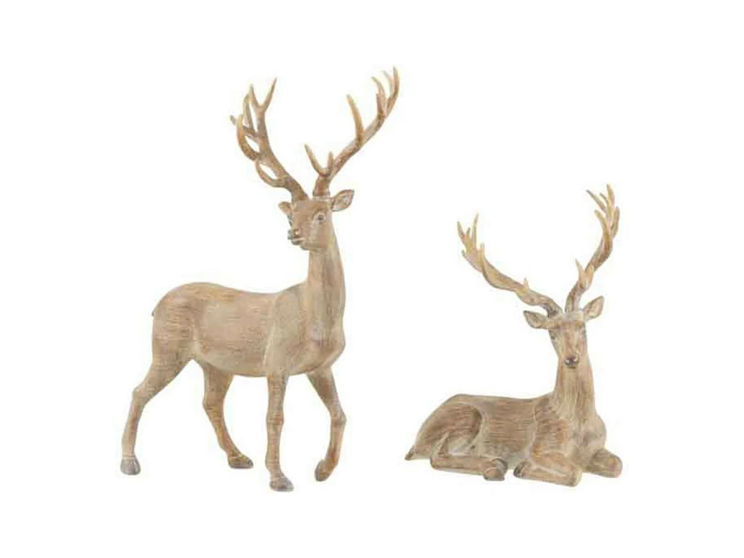 Lot de 2 Statuettes Déco "Renne Résine" 32cm Marron