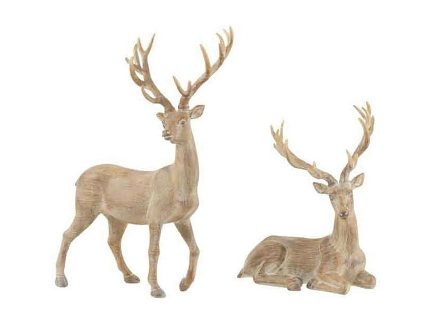 Lot de 2 Statuettes Déco "Renne Résine" 32cm Marron