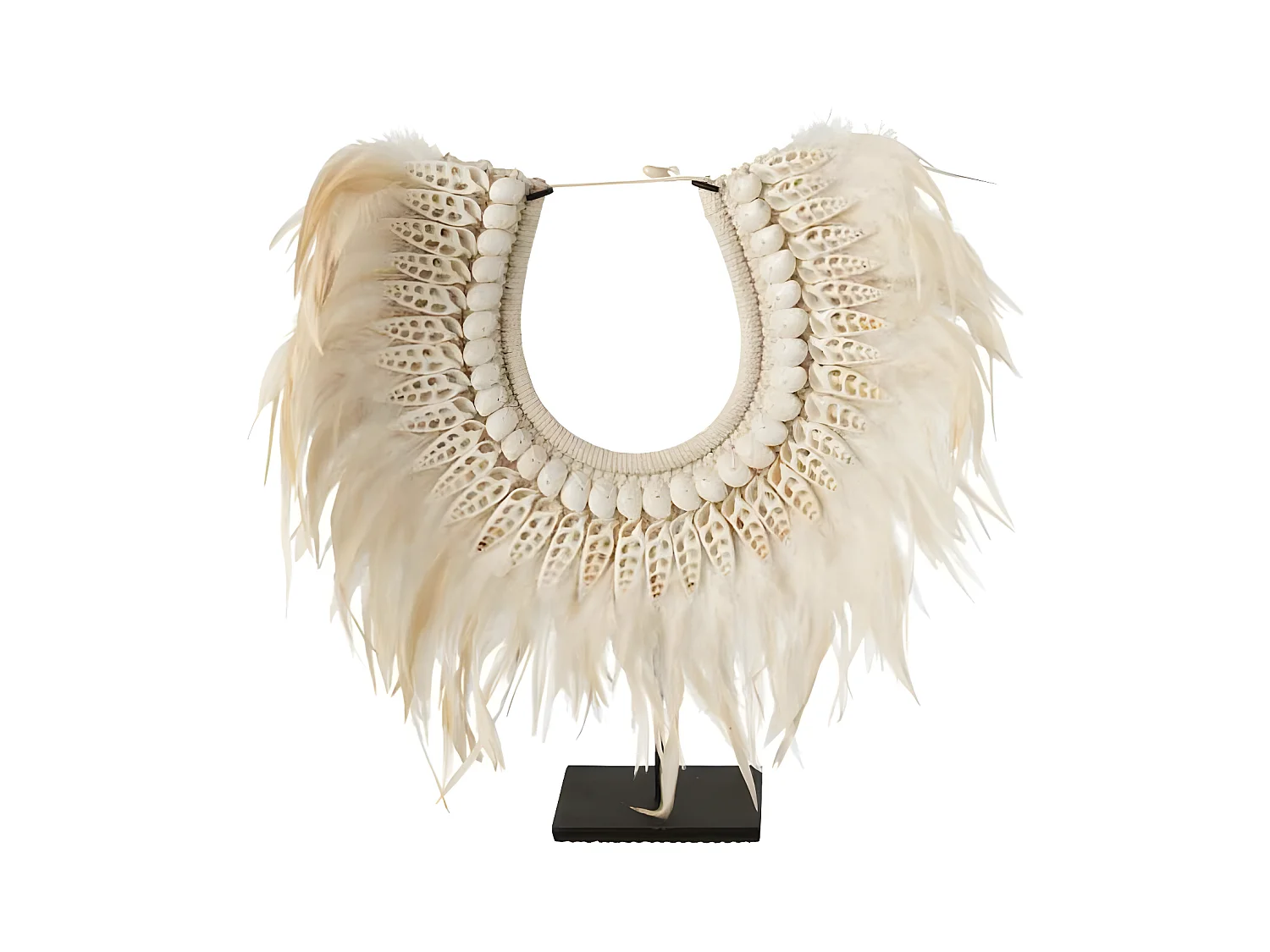 Collier Déco en Bois "Dora" 45cm Blanc