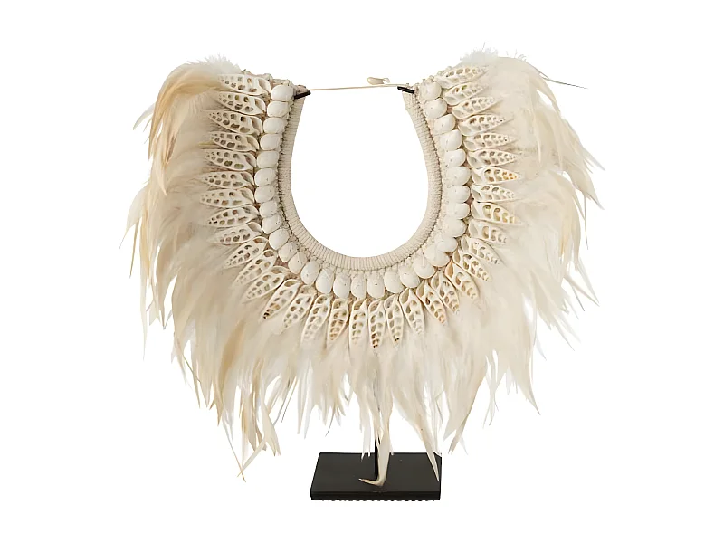 Collier Déco en Bois "Dora" 45cm Blanc