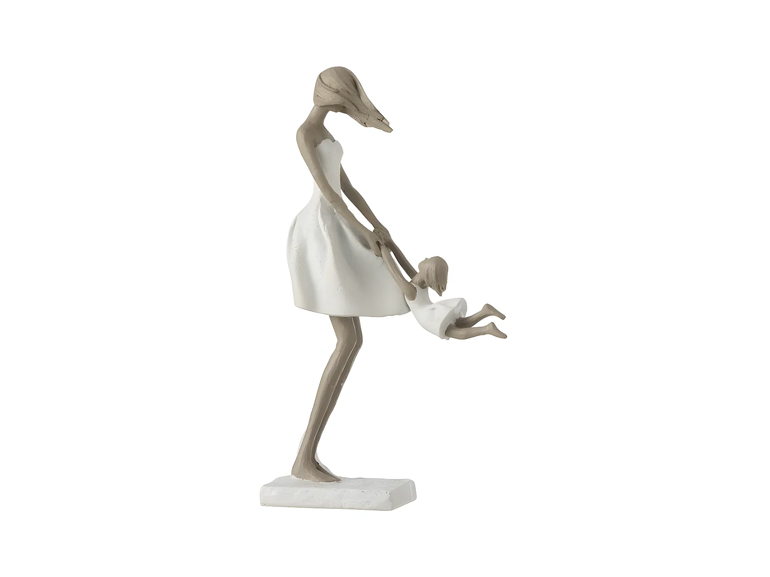 Statuette Déco "Mère avec sa Fille" 31cm Blanc