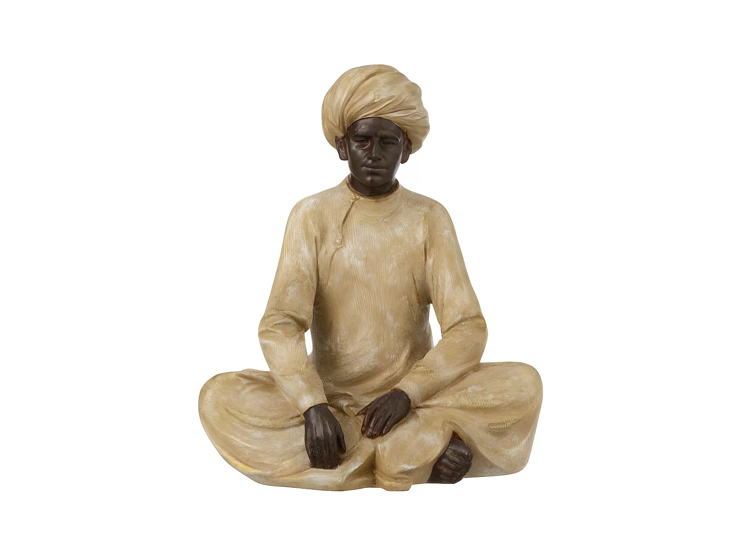 Statue Déco en Résine "Indien Assis" 22cm Beige