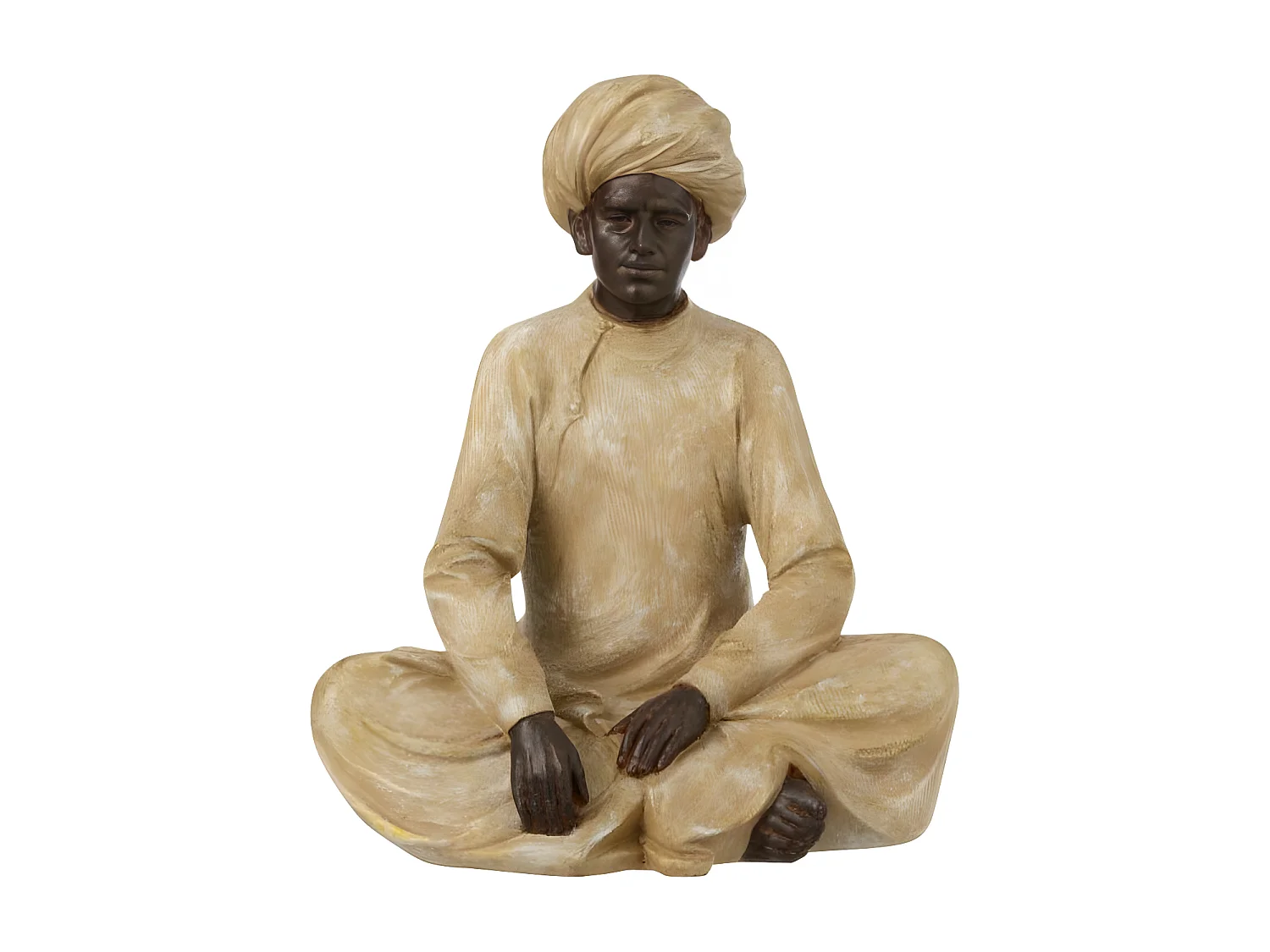 Statue Déco en Résine "Indien Assis" 22cm Beige