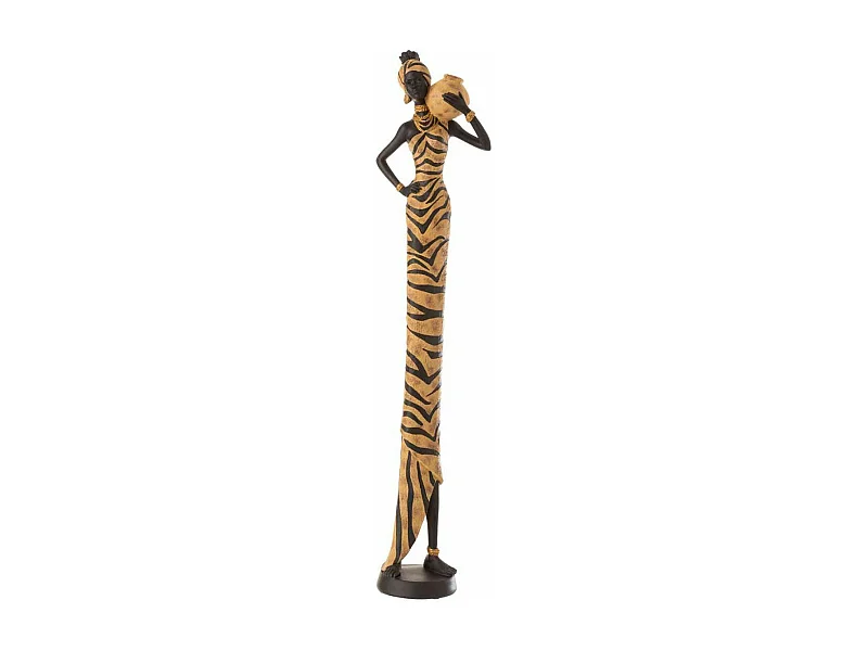 Statue Déco "Africaine Zèbre" 84cm Noir & Marron