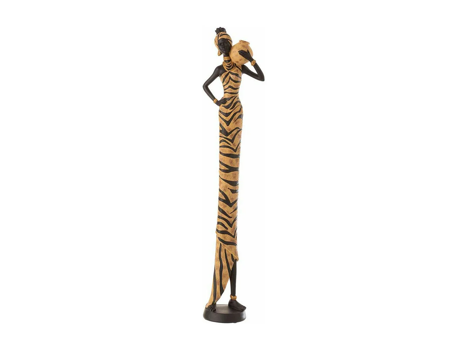 Statue Déco "Africaine Zèbre" 84cm Noir & Marron