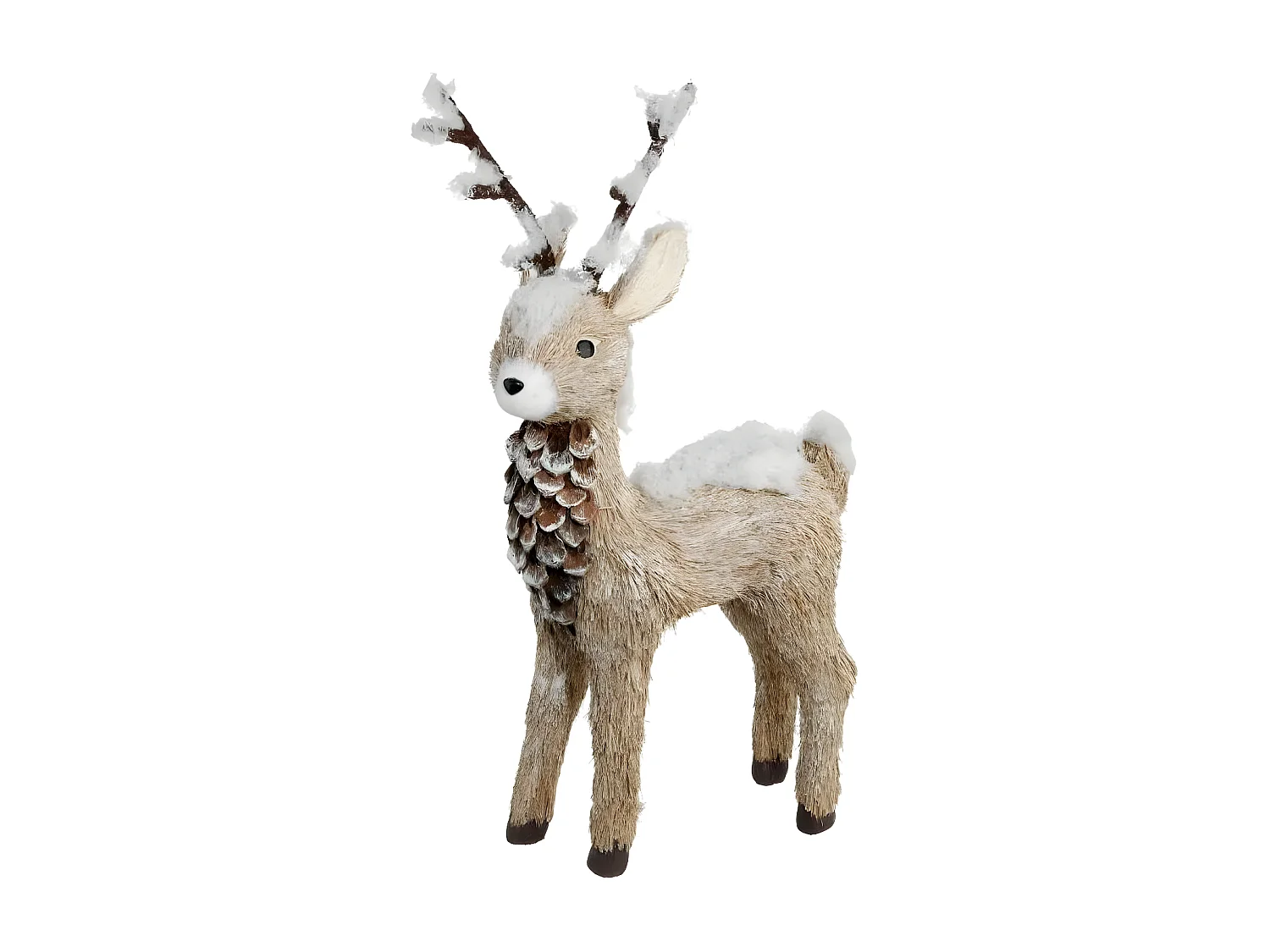 Renne Enneigé Déco "Souffle Polaire" 35cm Naturel