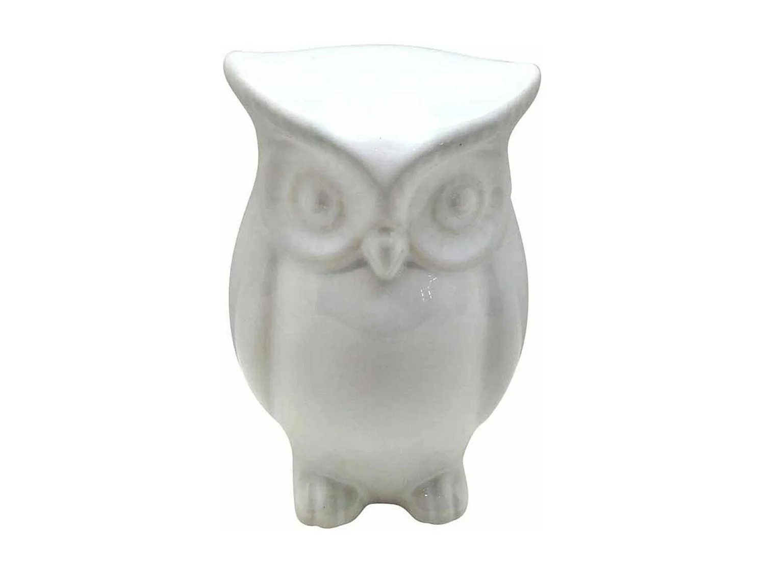 Statue Déco en Céramique "Jolie Chouette" 15cm Blanc