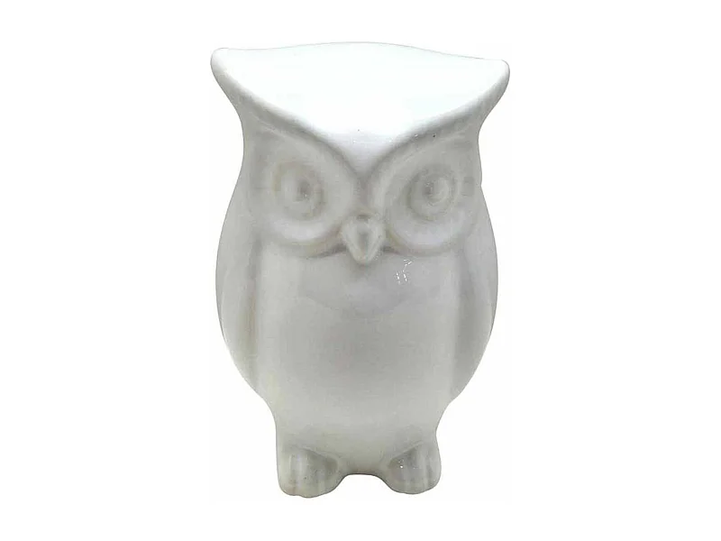 Statue Déco en Céramique "Jolie Chouette" 15cm Blanc