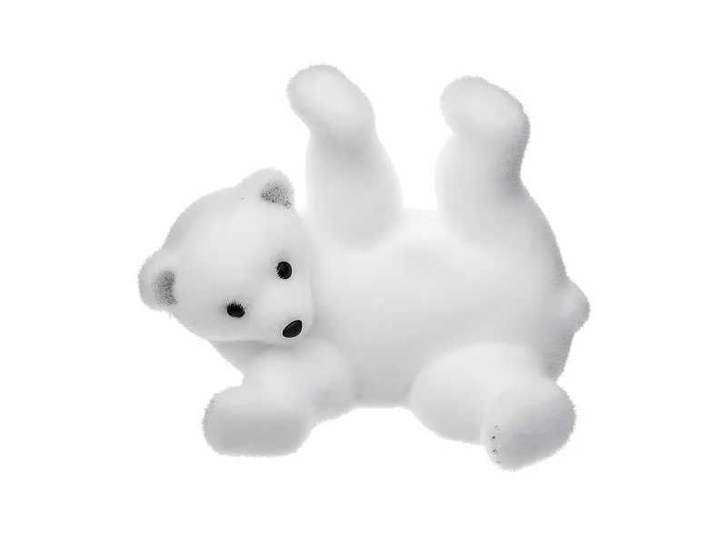 Ours Allongé Roulade "Manteau" 30cm Blanc