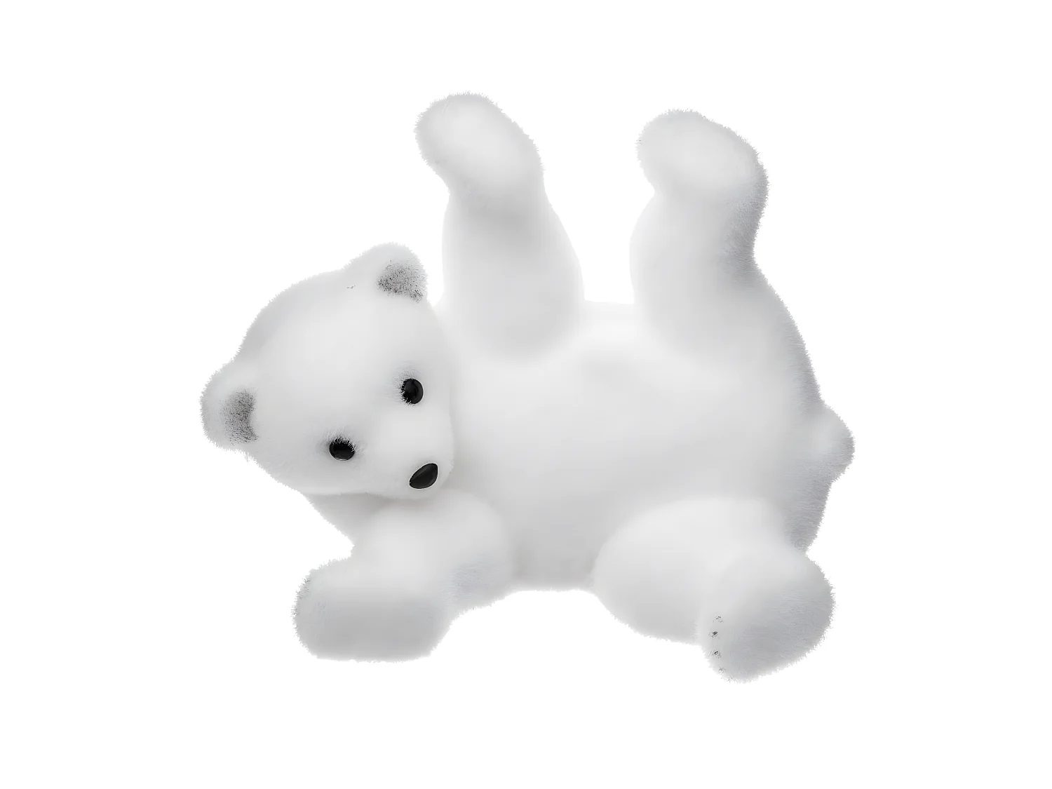 Ours Allongé Roulade "Manteau" 30cm Blanc