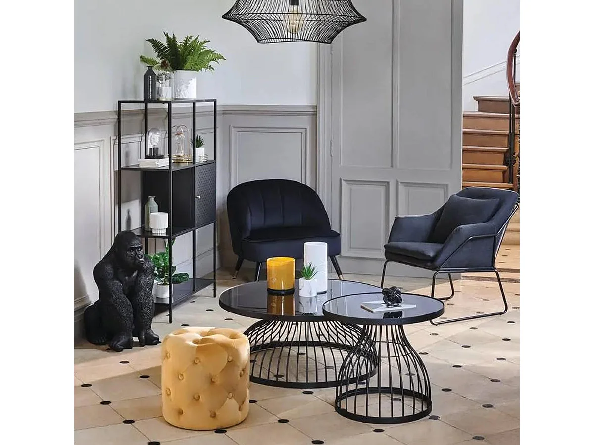 Statuette Déco "Gorille en Résine" 67cm Noir