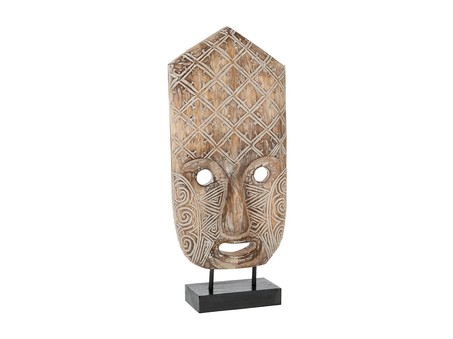 Statuette Déco "Masque Primitif" 60cm Naturel