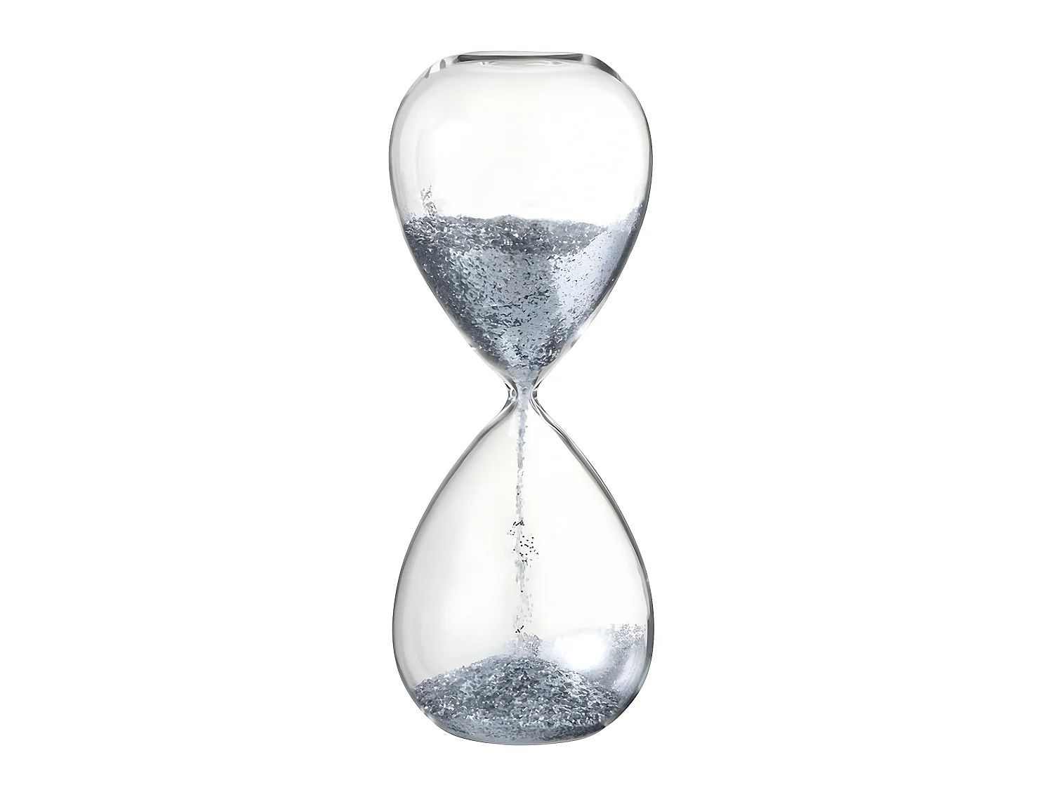 Sablier de décoration en verre et sable paillettes argent