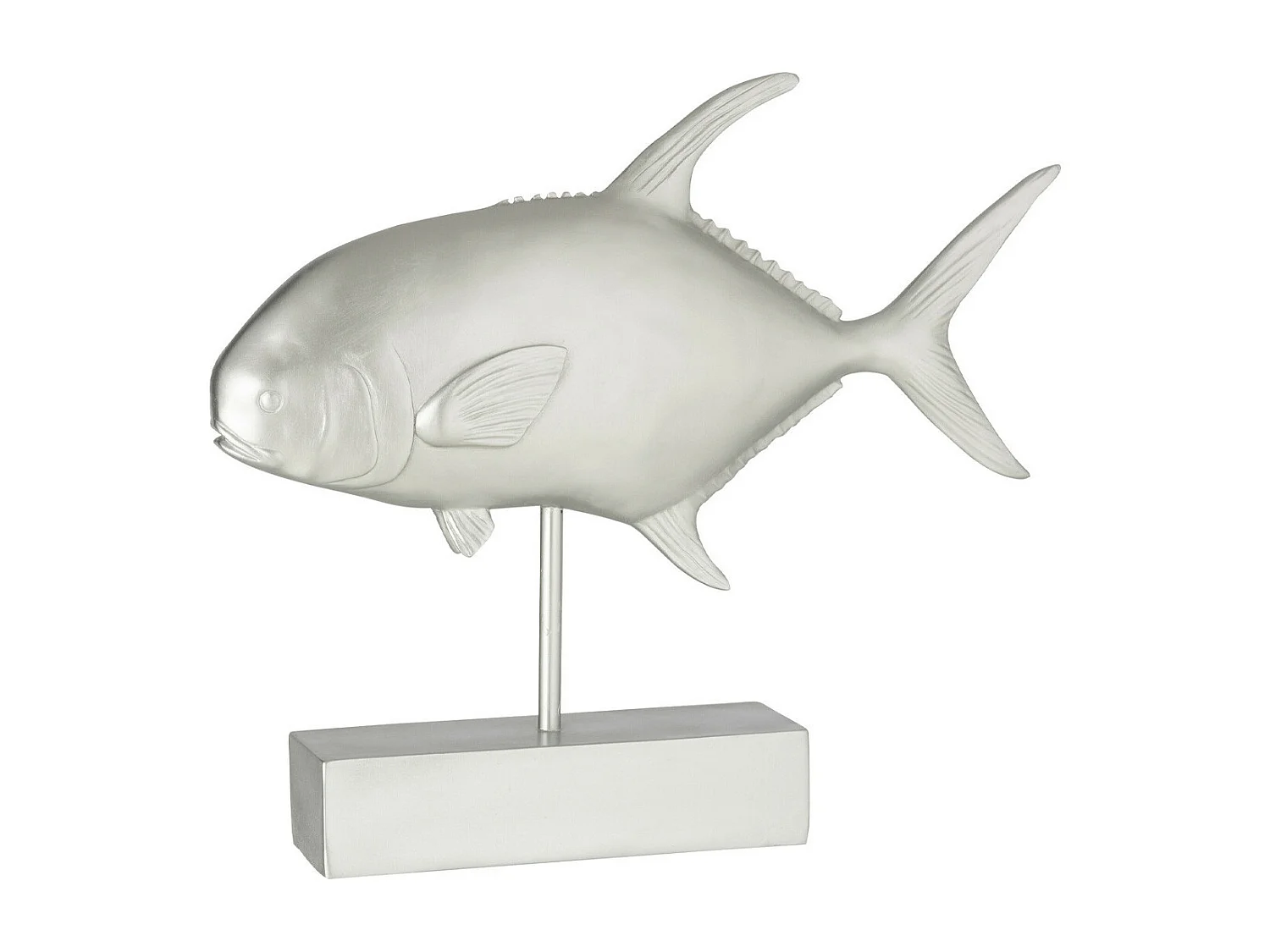 Statue Déco "Poisson sur Pied" 51cm Argent
