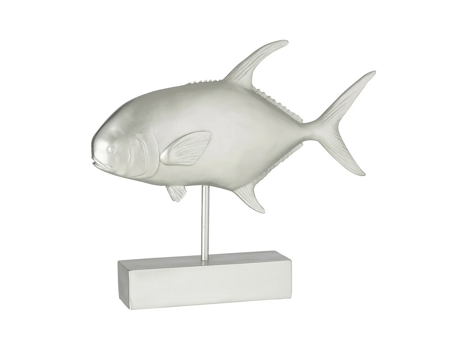 Statue Déco "Poisson sur Pied" 51cm Argent