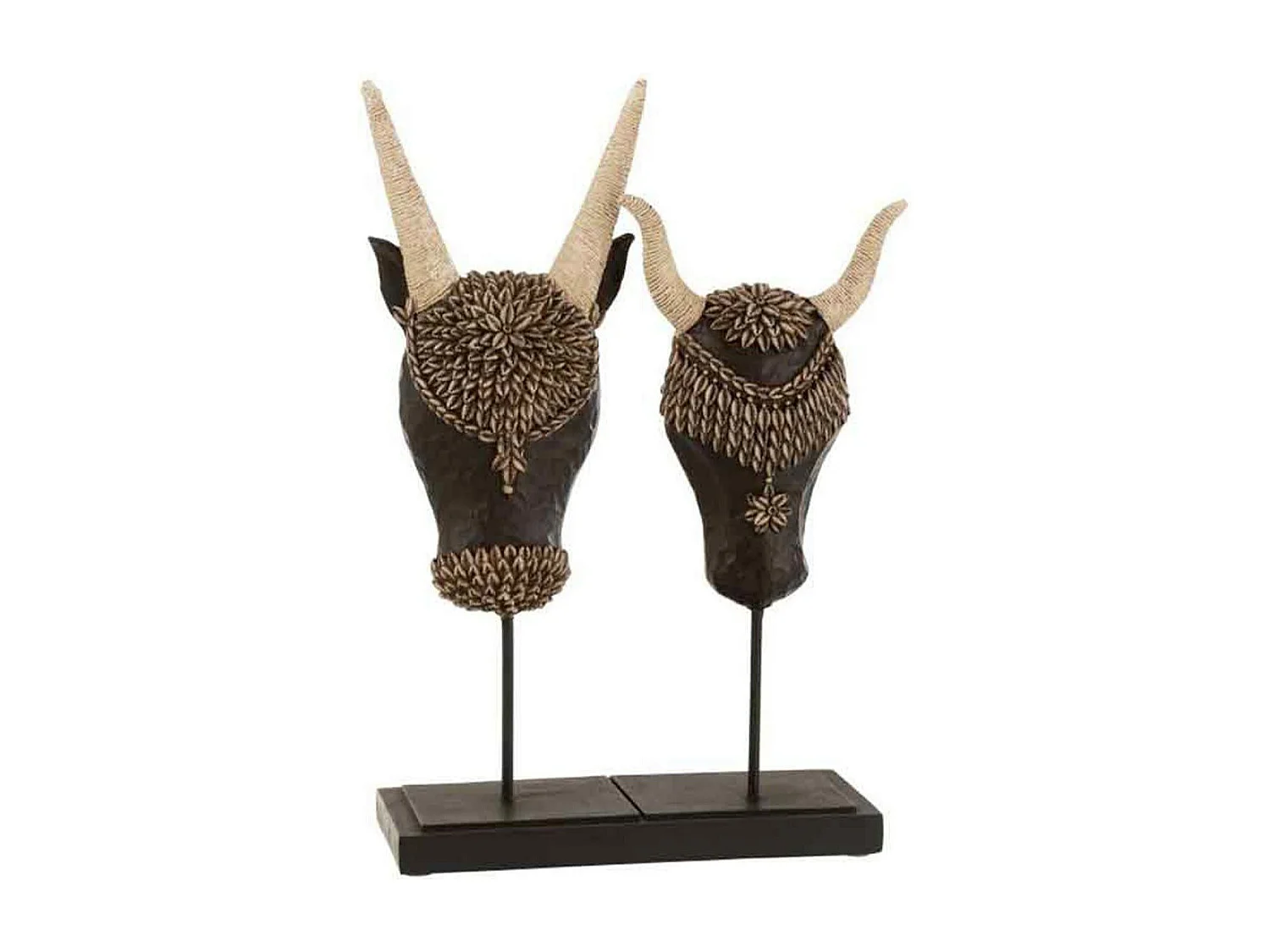 Statuette Déco "Crâne sur Pied" 38cm Noir & Marron