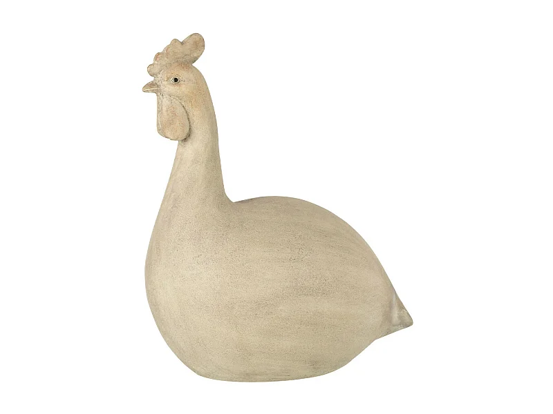 Statue Déco en Résine "Poule" 46cm Beige