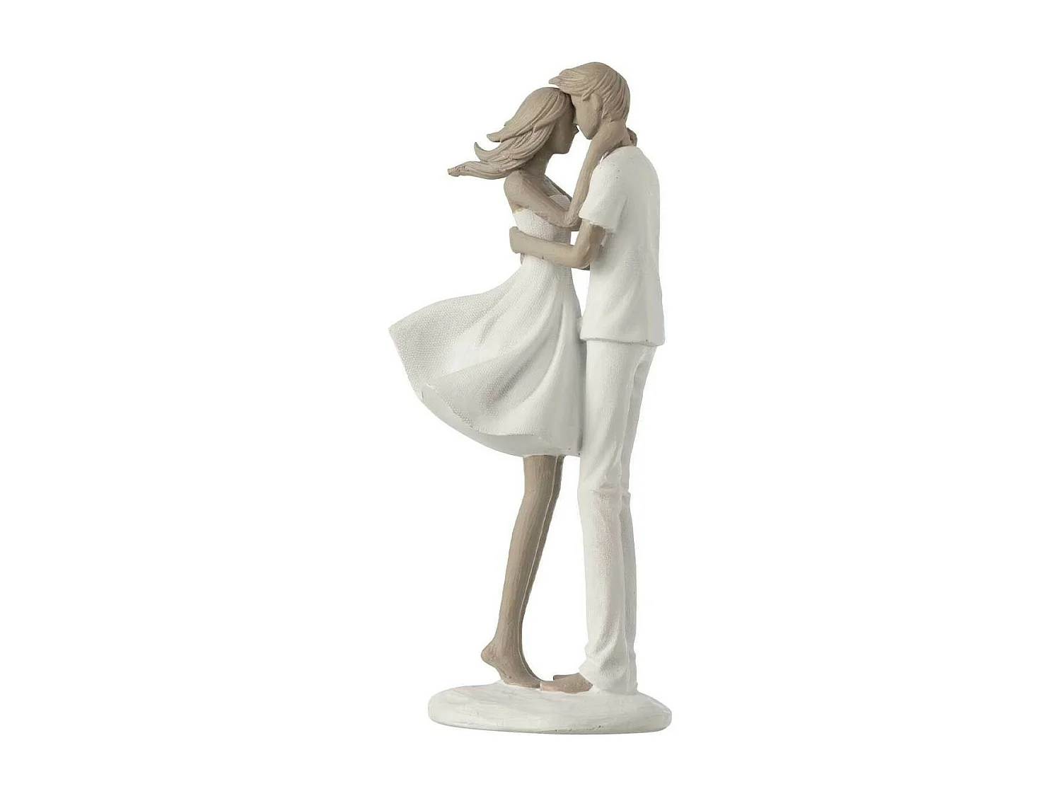 Statuette Déco "Couple Bisou" 24cm Blanc