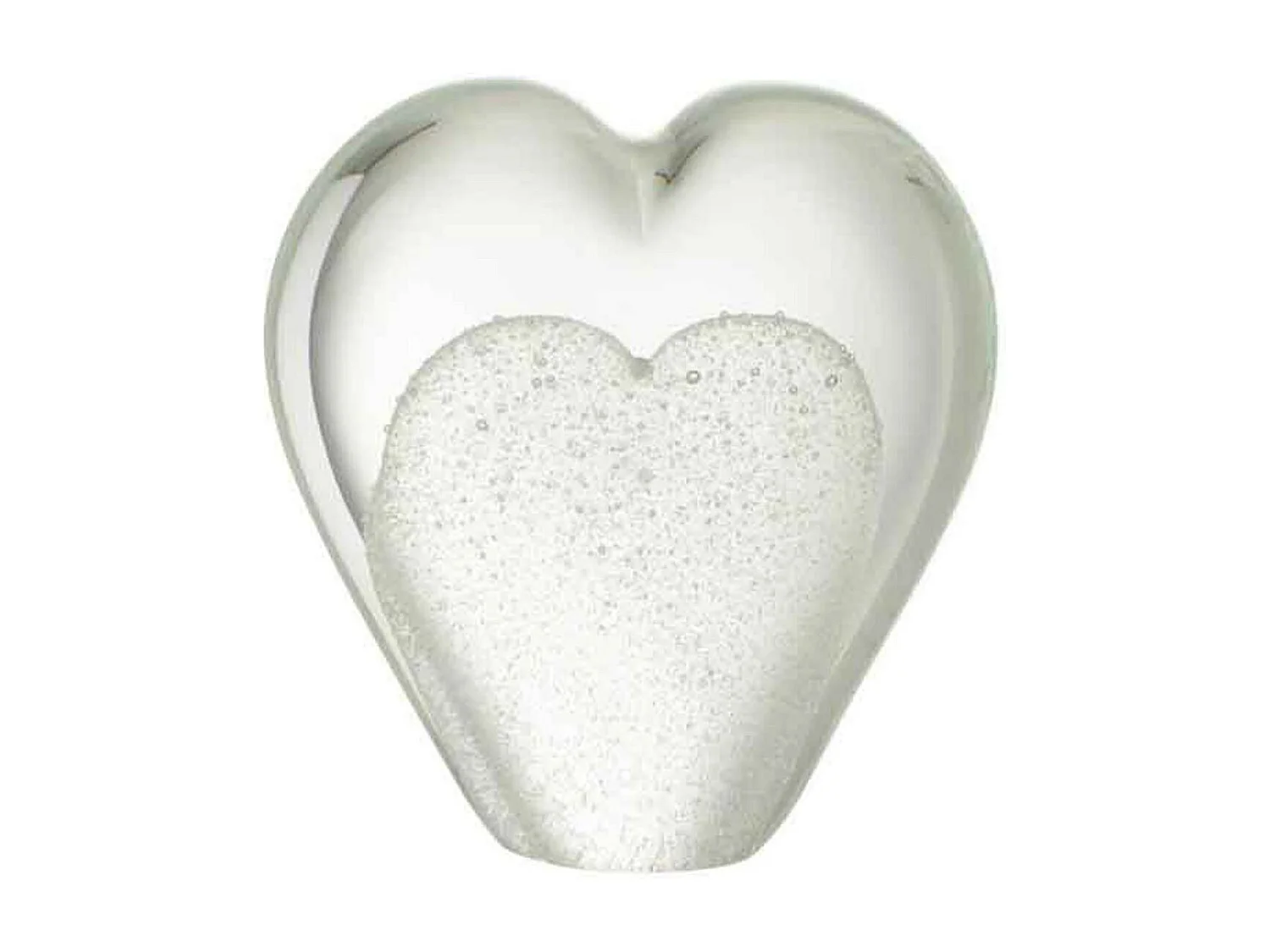 Presse-Papier en Verre "Cœur" 10cm Blanc