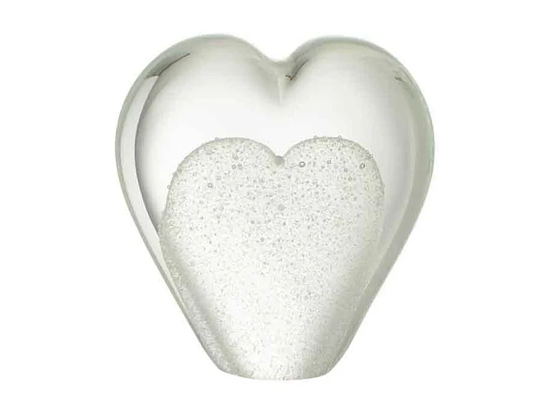 Presse-Papier en Verre "Cœur" 10cm Blanc