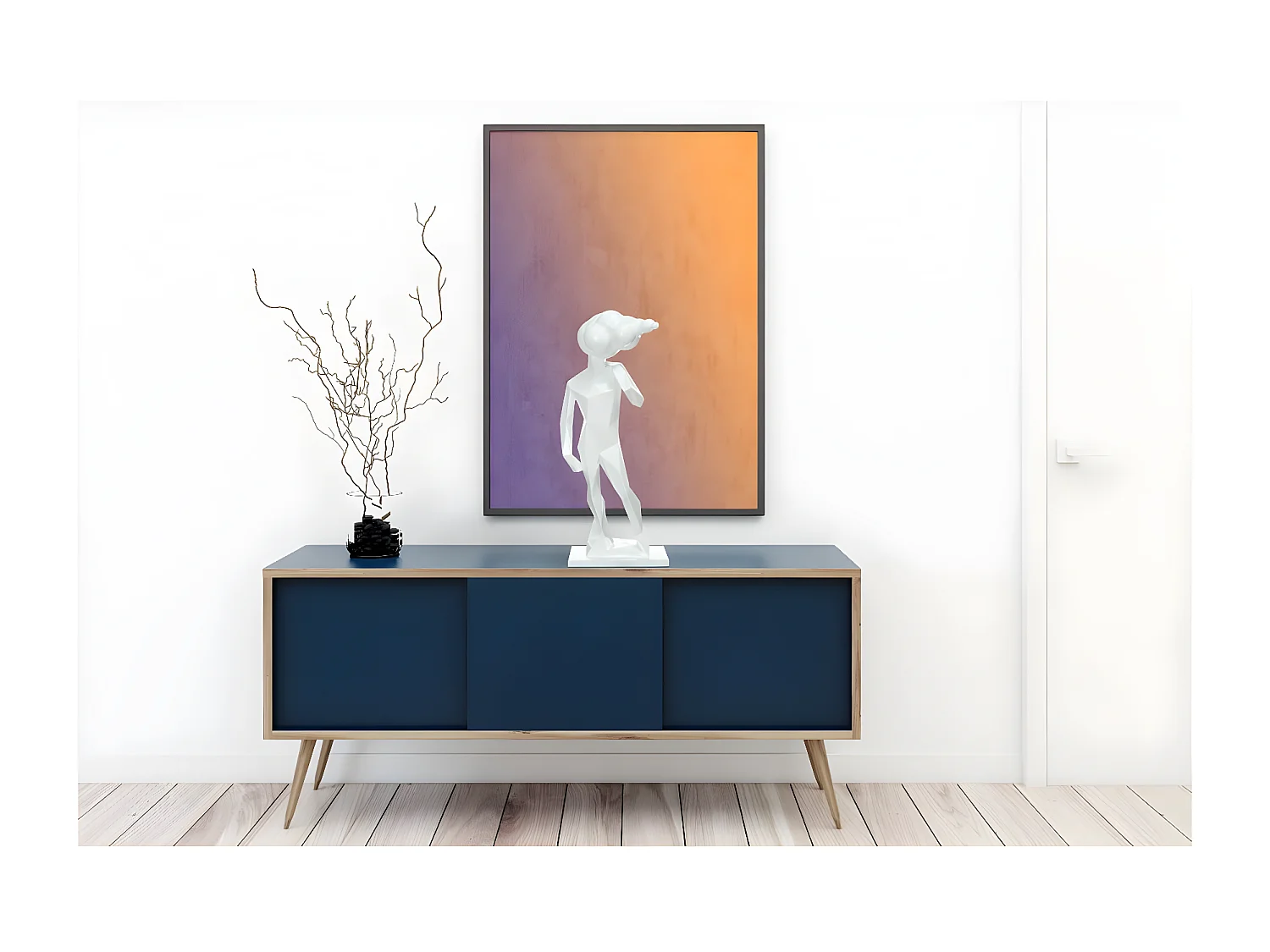 Statue Design "Sculpture Kenya" 56cm Blanc