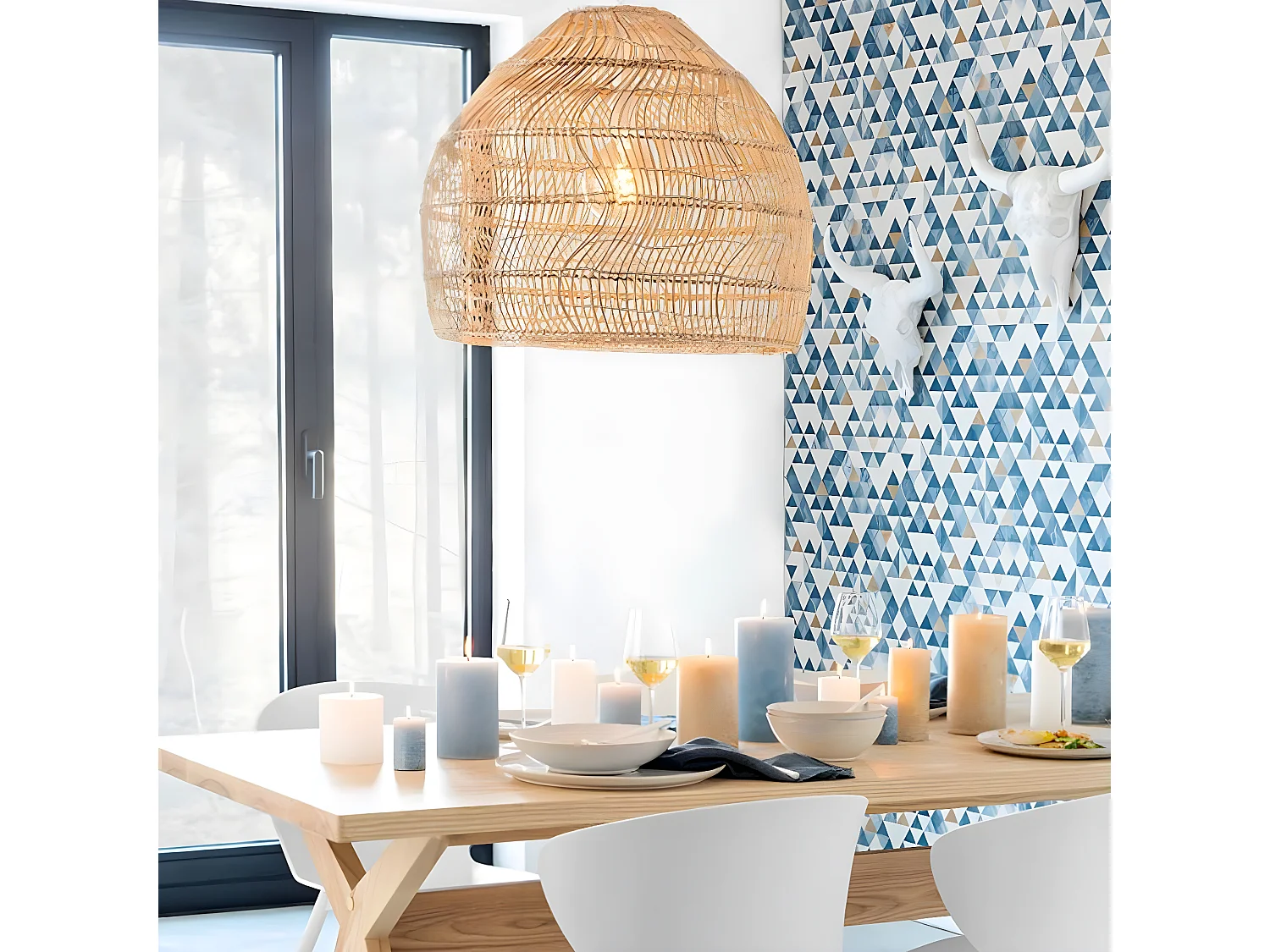 Déco Murale en Résine "Crane" 61cm Blanc