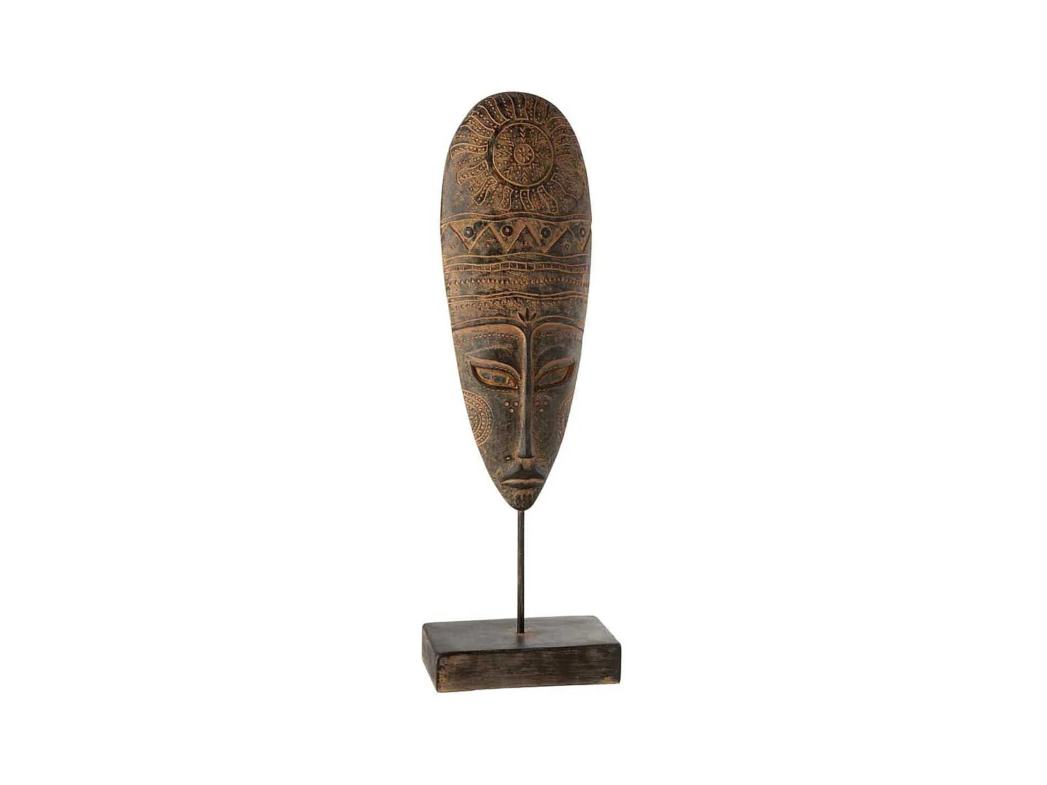 Statuette Déco "Tête Ethnique" 85cm Marron & Beige